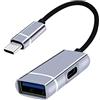 UNFAIRZQ Docking station USB C ultra veloce 2 in 1 tipo C a USB 3.0 + ricarica PD 5Gbps convertitore dati multiplo hub splitter USB 3.0 a tipo C adattatore