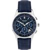 Sekonda Racer 30108 - Orologio al quarzo da uomo, 42 mm, con display analogico della data, cinturino in pelle blu, Blu, casual