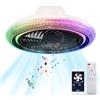 Caufloce RGB Ventilatore Da Soffitto Con Luce Silenzioso Reversibile Lampada Con Ventilatore Da Soffitto Alexa Control Dimmerabile Plafoniera Ventilatore 6 Velocità Moderno Per Cameretta