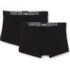 Emporio Armani Ribbed Stretch Cotton 2-Pack Trunk, Boxer Uomo, Multicolore (Black-Black), M