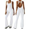 Litthing Tuta Sportiva da Donna Tute Senza Maniche Aderenti Svasata Rompers Elegante Pantalone Pagliaccetto a gamba larga Sexy Scollo U Jumpsuit One Piece Palestra Bodysuit