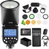 Godox V1-N con kit di accessori Godox AK-R1 per Nikon, V1 Li-on TTL On-Camera Round Head Flash Speedlite 76Ws 2.4G, 1/8000 HSS, 1.5 sec. Tempo di riciclo, 2600 mAh al litio