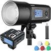 Godox AD600Pro 600Ws TTL Outdoor Flash con trigger Godox X2T-S per fotocamere Sony, 2.4G 1/8000s 2600mAh Batteria 360 flash a piena potenza, 0.01-0.9s Recycle Speedlight