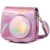 BOYUHII Camera Bag Caso Aurora pittura ad olio sacchetto filtro di cuoio pieno della macchina fotografica PU corpo con la cinghia for mini Instax FUJIFILM 9 / mini 8+ / mini 8 (oro rosa) ATCYE