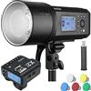 Godox AD600Pro 600Ws TTL Outdoor Flash con trigger Godox X2T-C per fotocamere Canon, 2.4G 1/8000s 2600mAh Batteria 360 flash a piena potenza, 0.01-0.9s Recycle Speedlight