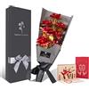 Fontee Bouquet Fiori Rose Placcato Oro, 6 pezzi rose artificiali bouquet lamina d'oro con confezione regalo, San Valentino, festa della mamma, anniversario, compleanno, Natale (Rosso)