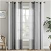 EMEMA Tende a righe trasparenti con occhielli Tende in voile Soggiorno moderno Set di 2 tende Camera da letto Trasparente con motivo Tenda a righe semitrasparente 140 x 260cm Bianche e Grigie