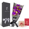 Fontee Bouquet Fiori Rose Placcato Oro, 6 pezzi Rose Artificiali Bouquet Lamina d'oro con Confezione Regalo per San Valentino, Festa Della Mamma, Anniversario, Compleanno, Natale, Decorazione (Viola)