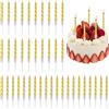 meukcez 50 Pezzi Candela Compleanno a Spirale, Candeline Oro candele per torta con supporto, Ideali per Decorazioni di Feste di Compleanno Particolari, Matrimoni, Anniversari, Candele Lunghe Glitterate