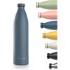 LARS NYSØM Borraccia Termica 1500ml in Acciaio Inox | XL Bottiglia isolata Senza BPA 1.5 litro | Grande Bottiglia d'Acqua a Tenuta stagna per Sport, Bicicletta, Cane, Bambini (Blue Stone, 1500ml)