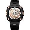 CIGA Design Orologio Meccanico Automatico Serie X Occhio di Horus Orologio da Polso da Uomo Stile Scheletro Cassa in Bioceramica con Cinturino in Silicone Oro Rosa Moderno