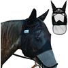 Hillylolly Maschera da Mosca del Cavallo Hillylolly Maschera Antimosche Cavallo, Maschera Anti Mosche per Cavalli Protezione UV, Maschera Cavallo Antimosche, Horse Fly Mask con Protezione per Orecchie e Naso-L