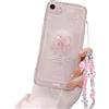 Ownest Compatibile con iPhone 7 iPhone 8/SE/2022/2020, Carina Custodia Rosa con Fiocco 3D Trasparente e Design Estetico Sottile, Protezione per l'Obiettivo della Fotocamera per Donne e Ragazze