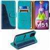 FMPCUON Custodia Compatibile per Samsung Galaxy M51 Cover a Libretto in Pelle di qualità Premium Portafoglio Flip Caso [Slot][Supporto Stand] [Chiusura Magnetica],Blu/Verde