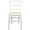 Sedam Srl Sedia Venezia Paesana, in Legno Massello, Varie Sedute e Colori, Imbottita, Alta qualità, ORDINE MINIMO 2 PEZZI (Laccato Bianco, Imbottita Beige)