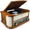 Soundmaster NR546BE Stereo Vintage Dab+/FM Radio Digitale con Giradischi Incluso Sistema di Riproduzione Magnetica Audio Technica, CD/MP3, USB, Cassette, Bluetooth ed Encoder