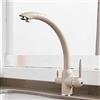ZPSPZ Rubinetto Miscelatore Cucina Tre Vie Colore Avena Ottone Alta Qualità Girevole Caldo e Freddo Acqua Filtrazione Rubinetto da Cucina 3 Vie-C.