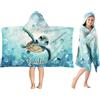 SearchI Asciugamano Poncho con Cappuccio Personalizzato per Bambini,Telo Mare con Cappuccio con Nom in Morbido Microfibra Assorbente per Ragazzi e Ragazze-76x127cm,Con Motivo a Tartaruga di mare