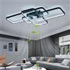 GWYAJTU 80W Grande Lampadario Con Ventilatore Da Soffitto Moderno LED Dimmerabile Reversibile 6 Velocità Timer Ventilatore Da Soffitto Con Luce Silenzioso Per Salotto Camera Da Letto-Black||72cm