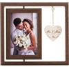 Nuptio Regalo Foto Cornice Matrimonio: 4x6 Coppia Portafoto Legno Quadro Regalare Fotografico Photo Frame Present Portafotografie Wedding Ricordo Fotogramma Rettangolare Marrone mr mrs ciondolo
