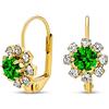 Bling Jewelry Verde bianco simulato smeraldo cristallo moda fiore leva indietro orecchini per le donne per Teen 18K oro placcato Brass