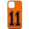 Numbers and Letters Custodia per iPhone 12 mini #11 Numerato College Sports Team nero anteriore e posteriore