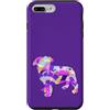 AMSonArt Custodia per iPhone 7 Plus/8 Plus Pug Dog Silhouette Carino Viola Rosa Giallo Blu