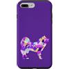 AMSonArt Custodia per iPhone 7 Plus/8 Plus Samoiedo Cane Silhouette Viola Rosa Giallo Blu