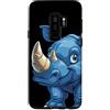 cutesy creation co. Custodia per Galaxy S9+ carino blu anime baby rinoceronte sorridente safari zoo animale arte