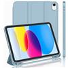 Atiyoo Apple Ipad 10° Gen 10,9, custodia per tablet, supporto sottile, retro morbido, viste multi-angolo, pratica auto wake, azzurro
