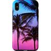 Beauty And Sunset Beach Please Palm Tree Custodia per iPhone XS Max Bella Viola Rosa Blu Tramonto Tropicale Palma Paradiso