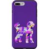 AMSonArt Custodia per iPhone 7 Plus/8 Plus Labradoodle Cane Silhouette Viola Rosa Giallo Blu