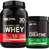 Optimum Nutrition Gold Standard 100% Whey Proteine in Polvere con Aminoacidi Non Aromatizzato 900g 30 Porzioni + Micronised Creatine Monohydrate per la Performance Non Aromatizzato 317g 93 Porzioni