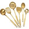 Yius Set di 6 utensili da cucina in acciaio inox sicuro per la cucina e la cucina adatti per pentole e padelle antiaderenti (oro)