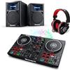 Numark Party Mix II + HF175 + N-Wave 360 - Console DJ a 2 Canali con Scheda Audio e Luci, Cuffie DJ con filo 3 m e Casse PC Monitor da Tavolo Full Range per DJ, 60 Watt e Facile Connettività