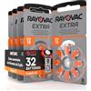 Udivita 32 Batterie per Apparecchi Acustici Rayovac Extra Misura 13-4 Blister da 8 Pile