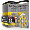Udivita 64 Batterie per Apparecchi Acustici Rayovac Extra Misura 10-8 Blister da 8 Pile