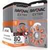 Udivita 80 Batterie Per Apparecchi Acustici Rayovac Extra 13 Misura PR48 (Arancioni) - 10 Blister da 8 Pile
