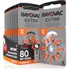 Udivita 80 Batterie Per Apparecchi Acustici Auricolari Rayovac Extra Misura 13 PR48 (Arancioni) - 10 Blister da 8 Pile