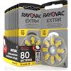 Udivita 80 Batterie Per Apparecchi Acustici Auricolari Rayovac Extra Misura 10 PR70 (Gialle) - 10 Blister da 8 Pile