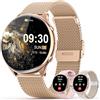 elfofle Smartwatch Donna Chiamate e Risposta Bluetooth,1,39inch HDDisplay,Orologio da donna con cardiofrequenzimetro，120+ Modalità Sport,orologio da polso per iOS Android Rosa Oro
