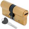 Amig - Cilindro di sicurezza - Serratura per porte - Antigrimaldello e Antibumping - Cilindro Antiestrazione e Antirottura - Include 5 chiavi - Oro opaco - Misure: 80 (30-50) mm