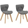 Baroni Home Set Sedie da Pranzo o Ufficio con Gambe in Legno, Sedia Ergonomica con Schienale e Cuscino Imbottito, 42x42x74 cm, Grigio, 2 Pezzi