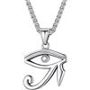 Suplight Collana Uomo Occhio di Horus Acciaio Religioso Egiziano Collana Uomo Acciaio Inossiabile Ciondolo Occhio di Ra Argento con Confezione Regalo