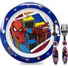 Sorrisini Set Stoviglie bambini, Piatti riutilizzabili per asilo, scoula, piatto, posate in acciaio inox, Set piatti in plastica dura andata per microonde, Spiderman