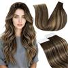 LaaVoo Extension Capelli Veri Biadesivo 20pz Balayage Marrone Scuro Mix Biondo Caramello Umani Lisci Remy Extension Biadesive Capelli Veri Invisibile Adesive 30cm 30g #4/27/4