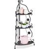 Relaxdays Scaffale Portafiori in Metallo, Fioriera Esterno e Interno, 6 Mensole Porta Piante e Fiori, 107x44x24 cm, Nero