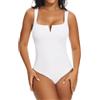 SHAPERIN Body Contenitivo Bodysuit Donna Collo Quadrato Body Snellente Modellante Shapewear Bodysuit Perizoma Body Shaper Canotte Bianco Medium