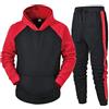 Generic Tuta da jogging per la casa, due pezzi, tuta da uomo, tuta da jogging e pantaloni da jogging a maniche lunghe, tuta sportiva da uomo con cappuccio invernale, Colore: rosso, L