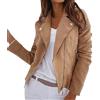 EMAlusher Giacca in Ecopelle da donna Bomber Jacket Cropped Jacket Zip Up PU Moto Biker Outwear Aderente Cappotto Sottile Colore Puro Leggera Giubbotto Streetwear